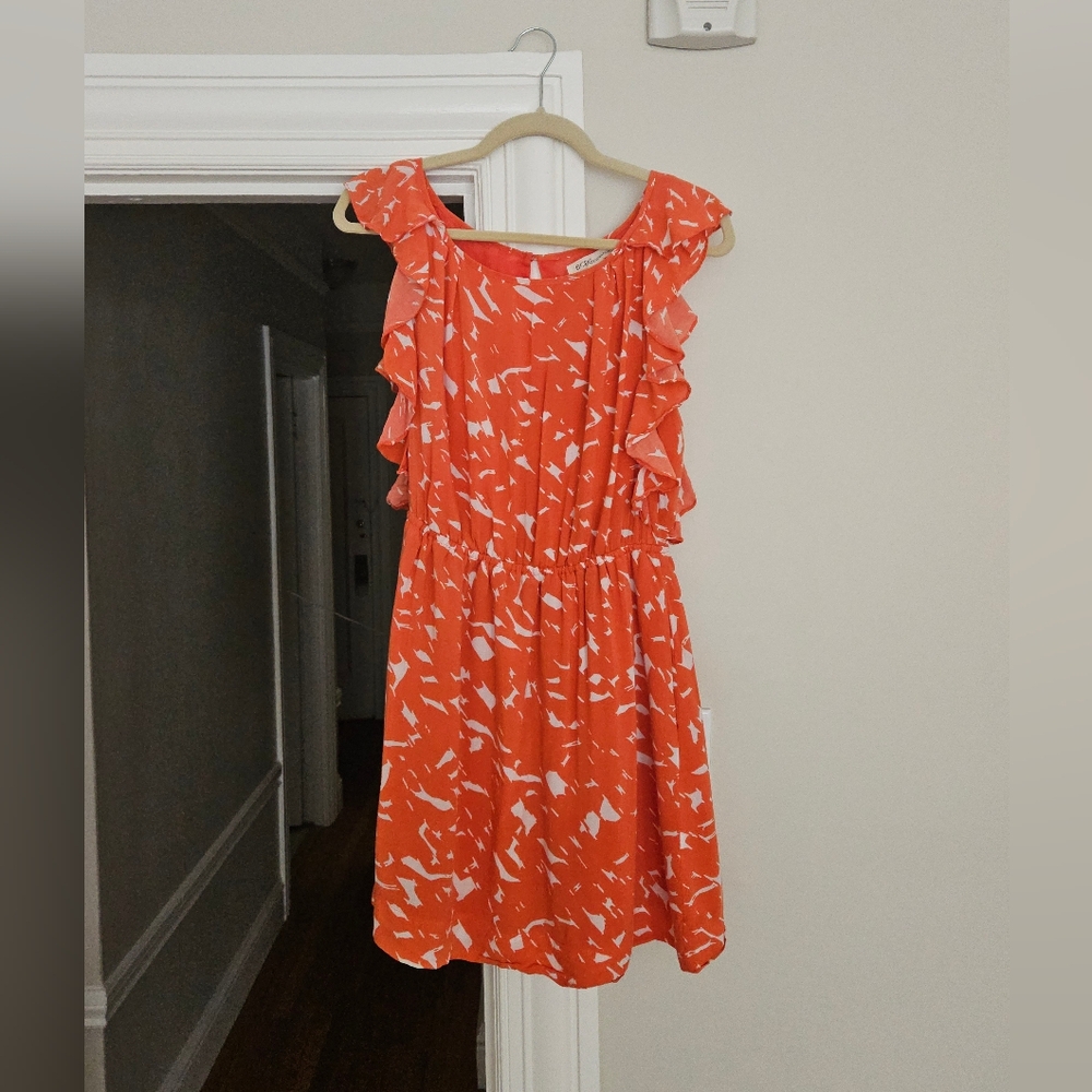 BCBGeneration Coral Sun Dress with Ruffle Detail
